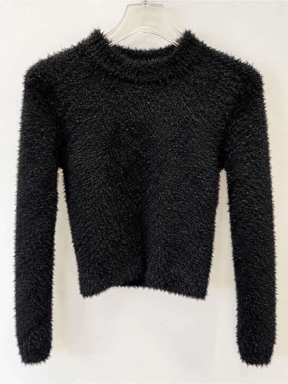 Black Fuzzy Crewneck kids Sweater size 10-12